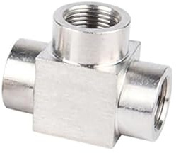 BYLSAGWHT 1/8 1/4 3/8 1/2 3/4 NPT Female Male Thread 304 Stainless Steel Tee Type 3 Way Elbow High Pressure Pipe Fitting Connector(NPT_3/8)