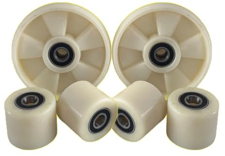 Roue de palette, roues de guidage, cric/camion, ensemble complet de rouleaux de transpalette, 2 roues de direction 200 x 50 mm, 4 rouleaux de charge avant 80 x 70 mm, roues en nylon, alésage de 20 mm,