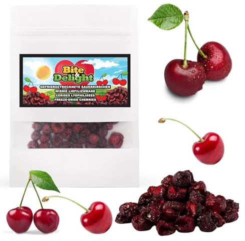 Bite & Delight Cerezas liofilizadas 500g – Snack saludable, crujiente y dulce sin azúcar añadido – Fruta deshidratada natural