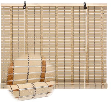 Raffrollo Bambus Rollo Bambus Rollos & Jalousien Outdoor Wetterfest PVC Bambusrollo Staubdichte Sonnenschutz für Garten Terrasse Balkon 50 55 60 70 85 100 110 120 130 140 150 160 170 180cm Breit