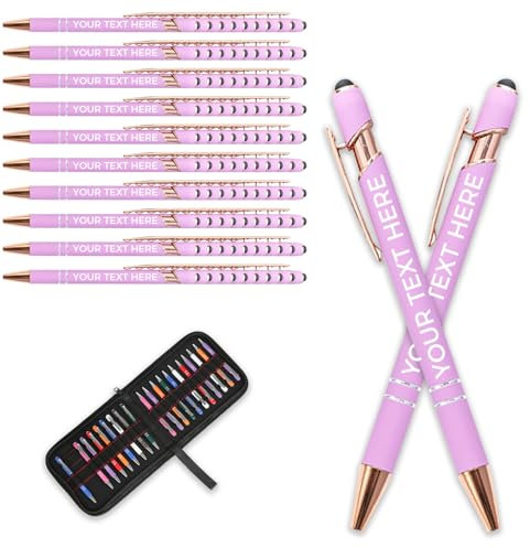 Genérico Bolígrafo con lápiz óptico personalizado,bolígrafo con texto grabado personalizado,impreso con sus bendiciones,regalo creativo para oficinas,profesores y estudiantes (Violeta claro)