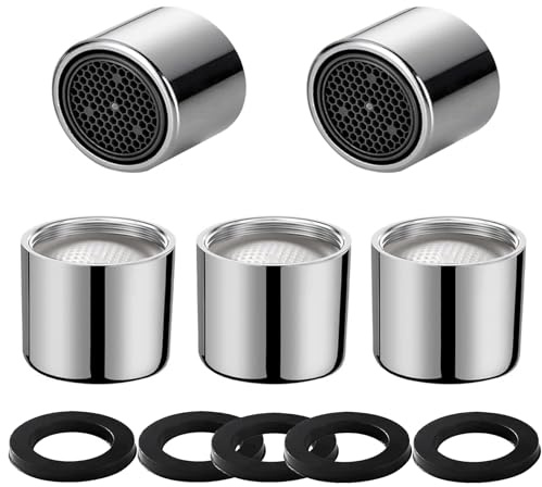 jatimdotin 5 Pieces Tap Aerator M22, Tap Filter 22mm Female Thread Replacement Part, Tap Aerator with Gasket, Faucet Accessories for Bathroom and Kitchen Faucets