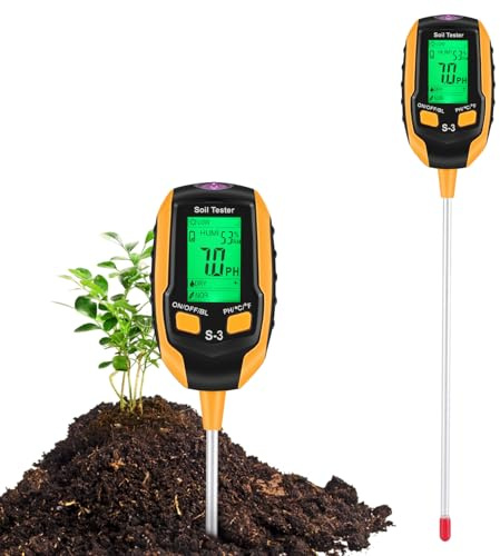 6-in-1 Bodentester mit Salzmessung, Digitales Bodenmessgerät Pflanzen | Misst pH, Bodenfeuchte, Salzgehalt, Temperatur und Licht für Garten, Hochbeet und Topfpflanzen.