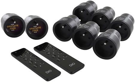DiO Connected Home - Kit de 8 enchufes nano y apagado + 2 mandos a distancia de 4 canales - DiO 1.0