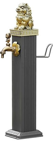 Fontana da Giardino in Stile Antico, Colonna d'Acqua Verticale per Giardino con Rubinetto, Porta Tubo per irrigazione Esterna, Ideale per fattorie e pascoli(Grey-1,17 * 76cm/6.7 * 30in)