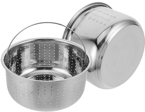 MUCKLILY Bollitore Elettrico con Pentola Interna Antiaderente in Acciaio Inossidabile Pentola Elettrica per Cottura Vapore Rivestimento per Cuociriso con Separatore per Vaporiera e Cestello
