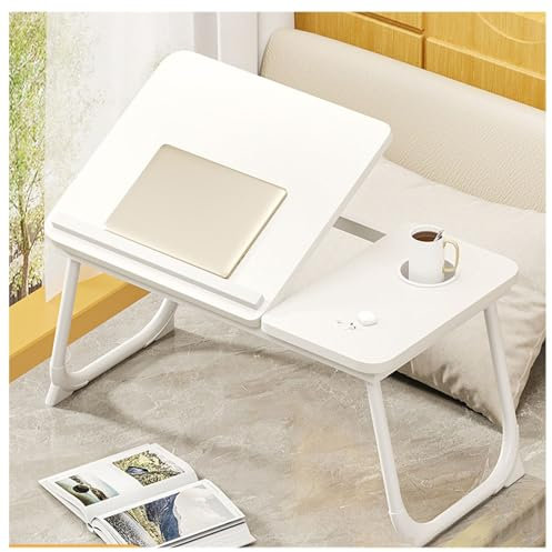 Verstellbarer faltbarer Laptoptisch – Betttablett mit glatter Oberfläche, Design & hoher Tragfähigkeit für Zuhause & Büro – tragbarer weißer Laptopständer