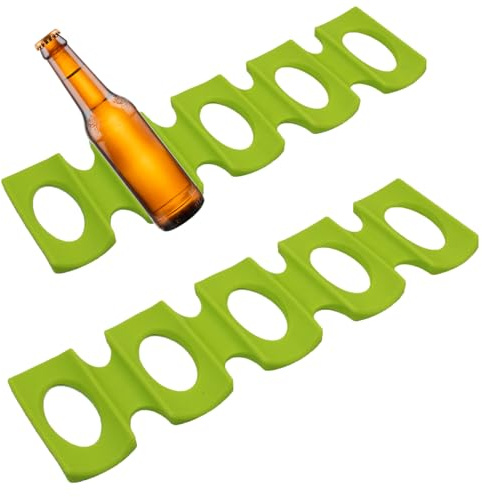 Lansls 2 st kylskåpsflaskhållare, halkfri, stapelbar, hopfällbar, staplingshjälp i kylskåpet, för förvaring av öl, drycker, mineralvatten (grön)