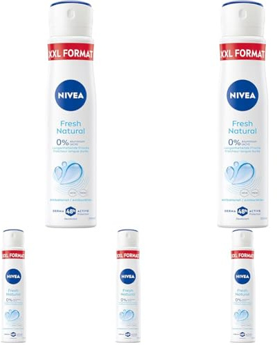 NIVEA Fresh Natural Deo Spray XXL, Deospray ohne Aluminium (ACH), antibakterielles Deodorant mit 48h Schutz und einzigartiger INFINIFRESH Formel (250 ml) (Packung mit 5)
