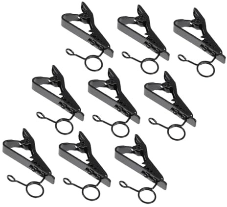Toyvian Pince de Fixation du Micro Cravate en Fer Noir, Rotation Réglable et Forte Prise, Lot de 9 Pièces pour Réunions et Discours Professionnels