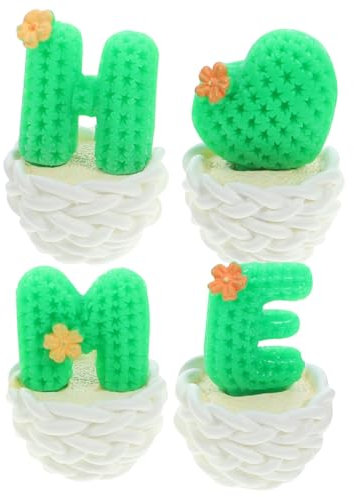 Abaodam Decorazione Mini Cactus Succulenta in Resina 4 Pezzi, Verde