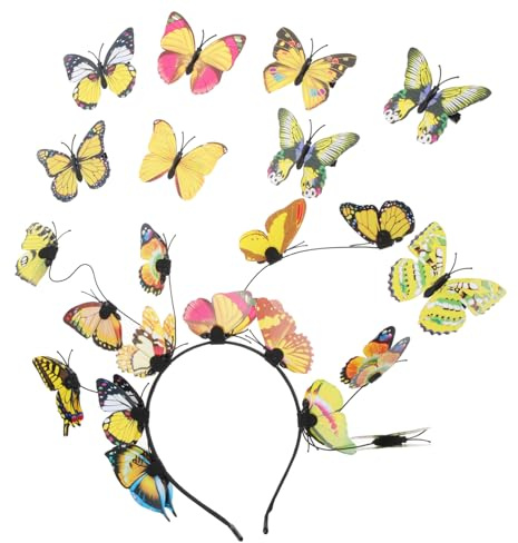 BAZEITFLOW Schmetterlings Haarreif Damen Verstellbares Kopfband mit Leichten Haarklammern Modischer Haarschmuck für Hochzeit Party Cosplay und Festliche Anlässe