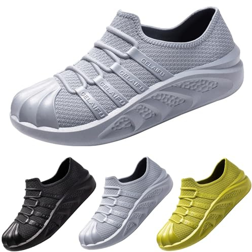 Baskets basses pour homme – Bottes de pluie imperméables – Chaussures légères en caoutchouc pour la randonnée, le camping, les chaussures à lacets à fond épais – Chaussures d'extérieur légères