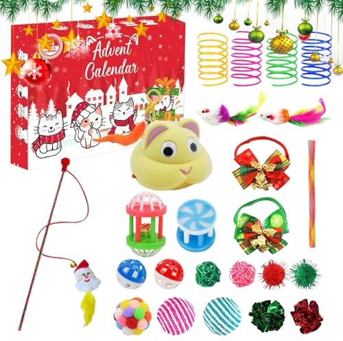 Katzen Spielzeug Adventskalender 2025 Weihnachtscountdown | 24 Weihnachtscountdown Adventskalender Für Katzen - Saisonale Adventsgeschenke Für Haustier Liebhaber Und Erwachsene
