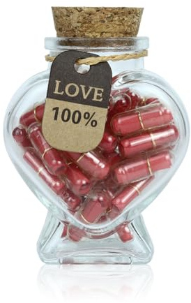 Tomedeks 1 Pièce Capsule Lettres Message dans Une Bouteille en Verre, Cadeau Mignon Bouteille Capsule Letters Message Happy Love Pills pour Petite Ami/Petite Amie Anniversaire Saint Valentin