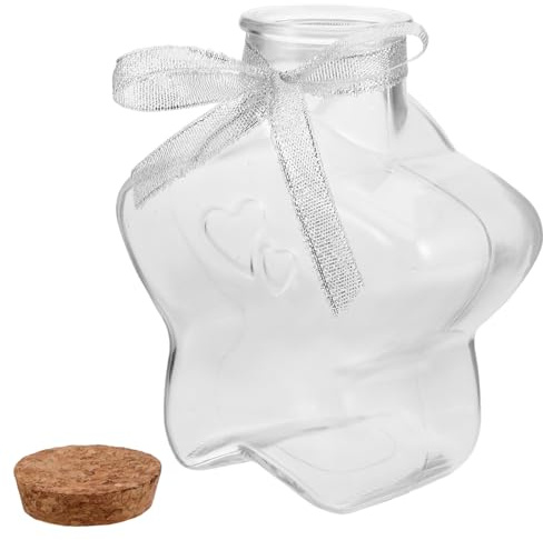 Garneck Bouteille à Souhaits en Verre Transparente D’étoile avec Bouchon en Liège – Grand Bocal Décoratif pour Mariage, Shower et Rangement D’Objets – Fioles en Verre Vides pour Créations