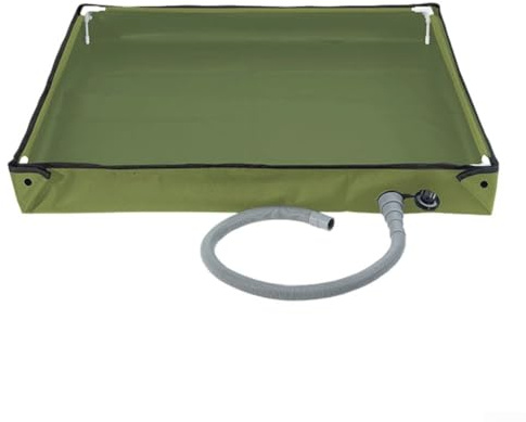 Besttoolifes Foldable Shower Base for Camping | Portable Shower Tray with Drain Pipe | 80x80x10 cm Outdoor Shower Tent Base, Waterproof Oxford Cloth + PVC, Multi-Use for(GREEN)