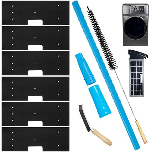 PokShow 9Pcs Dryer Vent Cleaner Kit for GE Washer Dryer Combo,WH01X35719 Lint Filter replacement with dryer vent brush, Dryer Vent Vacuum Hose Attachment,Hand Washable and Reusable,Models: PFQ97HSPVDS