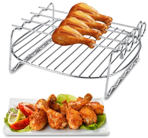 Grillställ, rostfritt stål dubbelskikt säker tråd kylställ non-stick grillbricka grill bakställ för luftfritös, utomhus BBQ