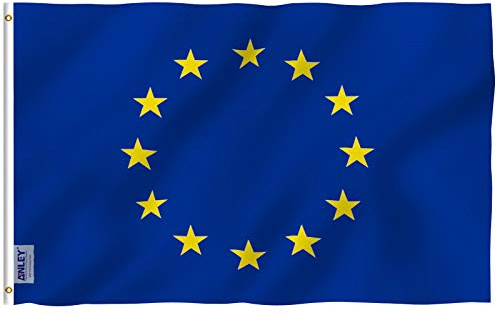 ANLEY Fly Breeze 3x5Pi Drapeau de l'Union Europeènne EU-Couleur Vive Résistant aux UV-Tête en Toile/Double Couture-Drapeau EU Polyester œillet en Laiton 3x5Pi