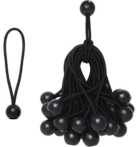 CampTeck U6964 - Set di 30 Tiranti Elastici a Sfera Bungee Ball Corde Elastiche a Sfera per Tende, Teloni, Insegne, Sacchi a Pelo, ECC - Nero - Lunghezza 15cm