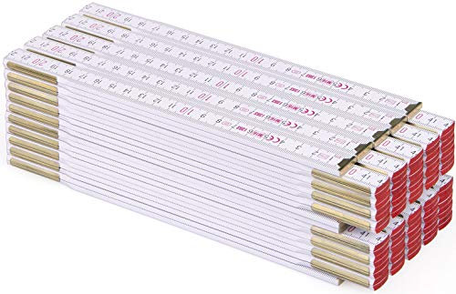 Metrie™ PROFI 10 Zollstock/Zollstöcke - Gliedermaßstab | Maßstab - 2m - Weiß - Duplex Teilung, Hergestellt in der EU - 10 stück