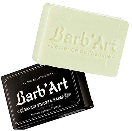 Barb'Art - Savon Barbe & Visage Avocat & Menthe - Nettoyage - Tous types de peau - 100g