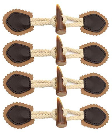 joyMerit 4 Paare PU Leder Knebelknöpfe Lederknöpfe Dufflecoat Verschluss Hornknöpfe - Braun
