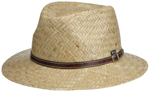 CHAPEAUSHOP Luke Traveller Chapeau de Paille Unicolore Bande en Cuir Synthetique Fabrique en Italie Homme Printemps Ete