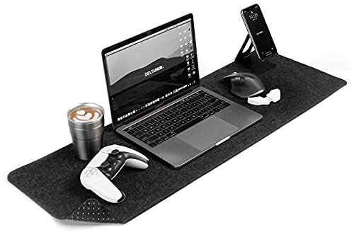 DeltaHub - Filz Schreibtisch Schutzunterlage, Anti-Fransen, Anti-Rutsch, Leichte Reinigung, Leichtes Gleiten, Langlebig, Schlankes Design, Komfort, Widerstandsfähig, PC, Mac, Laptop - (30x90cm)