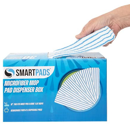 Arkwright Reusable Smart Pads Box - (Pack of 30) Disposable or Washable Microfiber Mop Pads Compatible with Swiffer Mop Heads, Dry and Wet Mops for Many Types of Floor Cleaning, 18 in, Blue