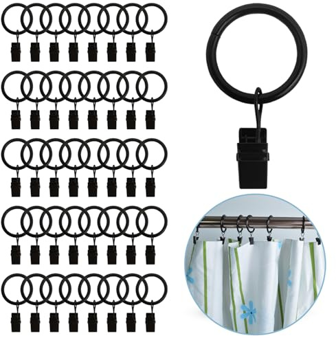 40 Pièces Anneaux de Rideaux - Robustes, Antirouille Et Faciles à Utiliser - Parfaits pour Tous Les Types De Rideaux Et D'Affichages,DiamèTre IntéRieur De 25mm