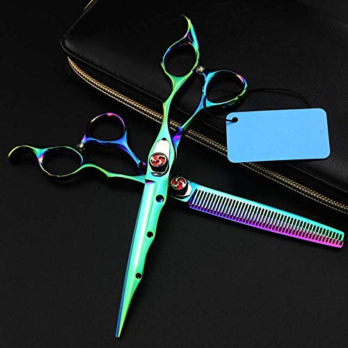XiYou Haarschneideschere, Haarschnitt Haar Professional 7 Zoll Edelstahl Haarschere Schere Geschenk einen Kamm (Flachschnitt 7 Zoll) Friseurschere