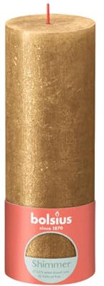 Bougies pilier rustiques - Doré scintillant