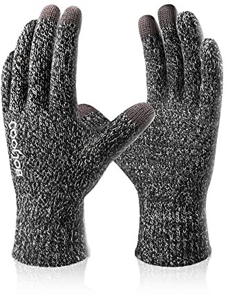 COOLJOB Handschuhe für Herren und Damen, Winter Warme Strickhandschuhe mit Touchscreen, Anti-Rutsch-Silikon-Punkte, Laufen, Fahren, Radfahren, Gehen, Wandern