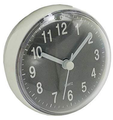 Verve Jelly Wall Clock - Waterproof Suction Round Window Mirror Bath Shower Clock for Bathroom, Kitchen - Grey, 2.8 * 2.8 * 1.7in