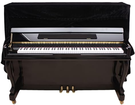 Klavier Abdeckung, Klavierabdeckung Thickened Upright Piano Keyboard Staubschutzhülle Staubdicht Waschbarer für vertikale Klavier und Doppelhocker 158 x 45 x 112 cm(Schwarz)