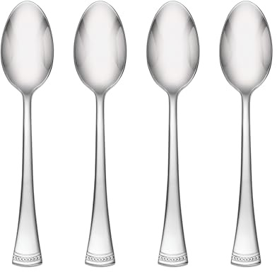 Lenox Flatware Set, Portola Teaspoons Set, Service For 4, 18/10 Stainless Steel, Mirror Finish, Dishwasher Safe, Kitchen Utensils Sets, Home And Kitchen Utensils, Spoons, Teaspoons (Silver, 4 Pieces)