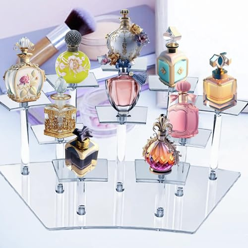 Qivine Parfüm Organizer, Tischplatte Acryl Display Parfüm Ständer für Figuren, Transparente Parfüm Regal Nagellack Organizer für Schmuck, Sammlerstücke Cupcake Ständer Verkaufsständer