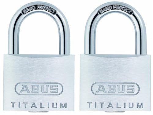 ABUS Vorhängeschloss Titalium 64TI/30 - Kellerschloss mit Schlosskörper aus Spezial-Aluminium - gehärteter Stahlbügel - ABUS-Sicherheitslevel 4 (Packung mit 2)