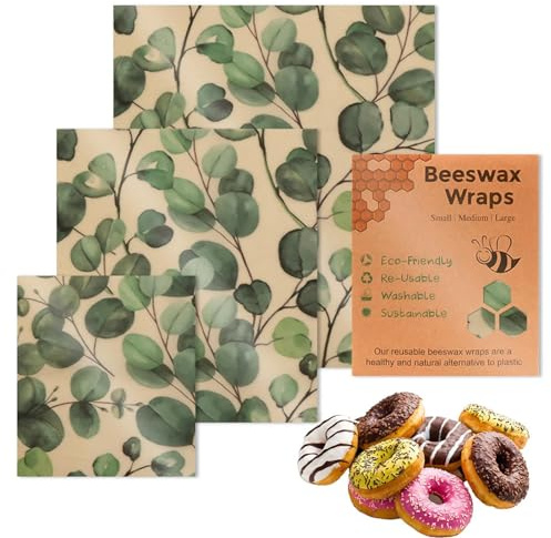 Bivax matomslag, bivax matomslag , bivaxomslag för mat, 3-pack bivaxomslag för mat, bröd smörgås, hållbar matförvaring blomblad fruktmönster, bivax, matomslag, frukt