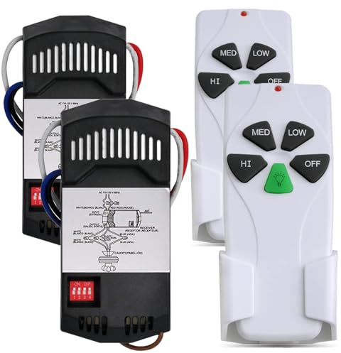 Kit di 2 telecomandi universali per ventilatore da soffitto, dimmerabile, a 3 velocità, compatibile con 53T 35T HD5 UC7030T UC9050T per Harbor Breeze Hampton Bay Hunter (confezione da 2)