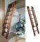 Escaleras para Áticos Escalera de Madera Marrón para Ático, Escalera Interior de Escape de Emergencia para Garaje, Loft, Sótano y Ventana de Salida, Escalera de Cama Fácil de Usar con Pasamanos (Size