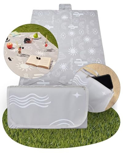Haus Projekt Picknickdecke Wasserdich ästhetische, Weiche 200 x 150cm Stranddecke, Outdoor Picnic Blanket, Campingdeck Gerollt mit Tragegriff, Waschba Picnic mat, Wanderzubehör