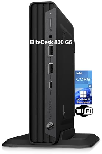 HP EliteDesk 800 G6 Business Mini PC Desktop Computer, Intel Hexa-Core i5-10400 (Beat i7-8700), 16GB DDR4 RAM, 512GB PCIe SSD, WiFi, Bluetooth, Type-C, Keyboard & Mouse, Windows 11 Pro, Tilsiy Cable
