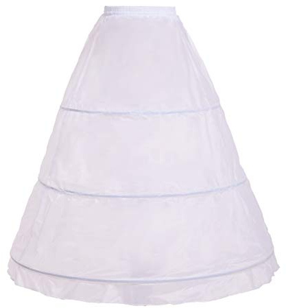 BPURB Falda de crinolina de 3 aros para mujer, para boda, vestido de baile, tutú, falda de tul, blanco, talla única