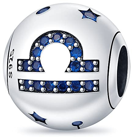 Star Sign Birthday Birth Month Date Horoscope Zodiac Constellation Charm Bead Pendant 925 Sterling Silver Compatible With Pandora Charm Moments Bracelet (Libra)