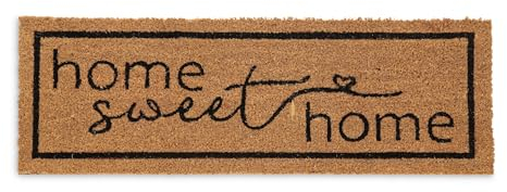 Relaxdays Fußmatte Kokos, Home Sweet Home, 75 x 25 cm, Fußabtreter innen & außen, rutschfeste Türmatte, Natur/schwarz