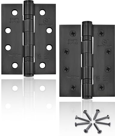 2 Pcs 4 Inch(100 mm) 304 Stainless Steel Heavy Duty Outdoor Black Door Hinges for Wood