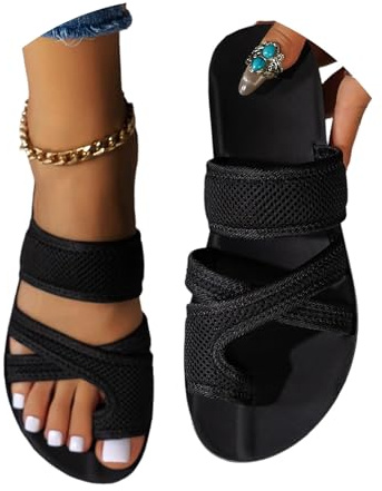 tinbarry Sandales d'été pour femmes chaussures Hallux Valgus à gros orteil sandales orthopédiques pantoufles confortables de plage